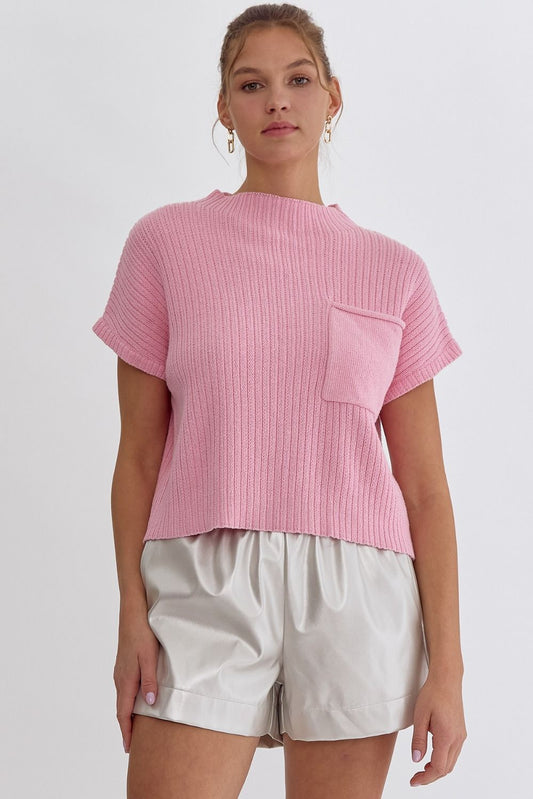 Crop Boxy Sweater - Pink