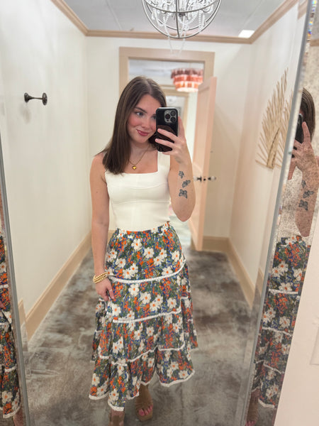 Ditsy Floral Midi Skirt