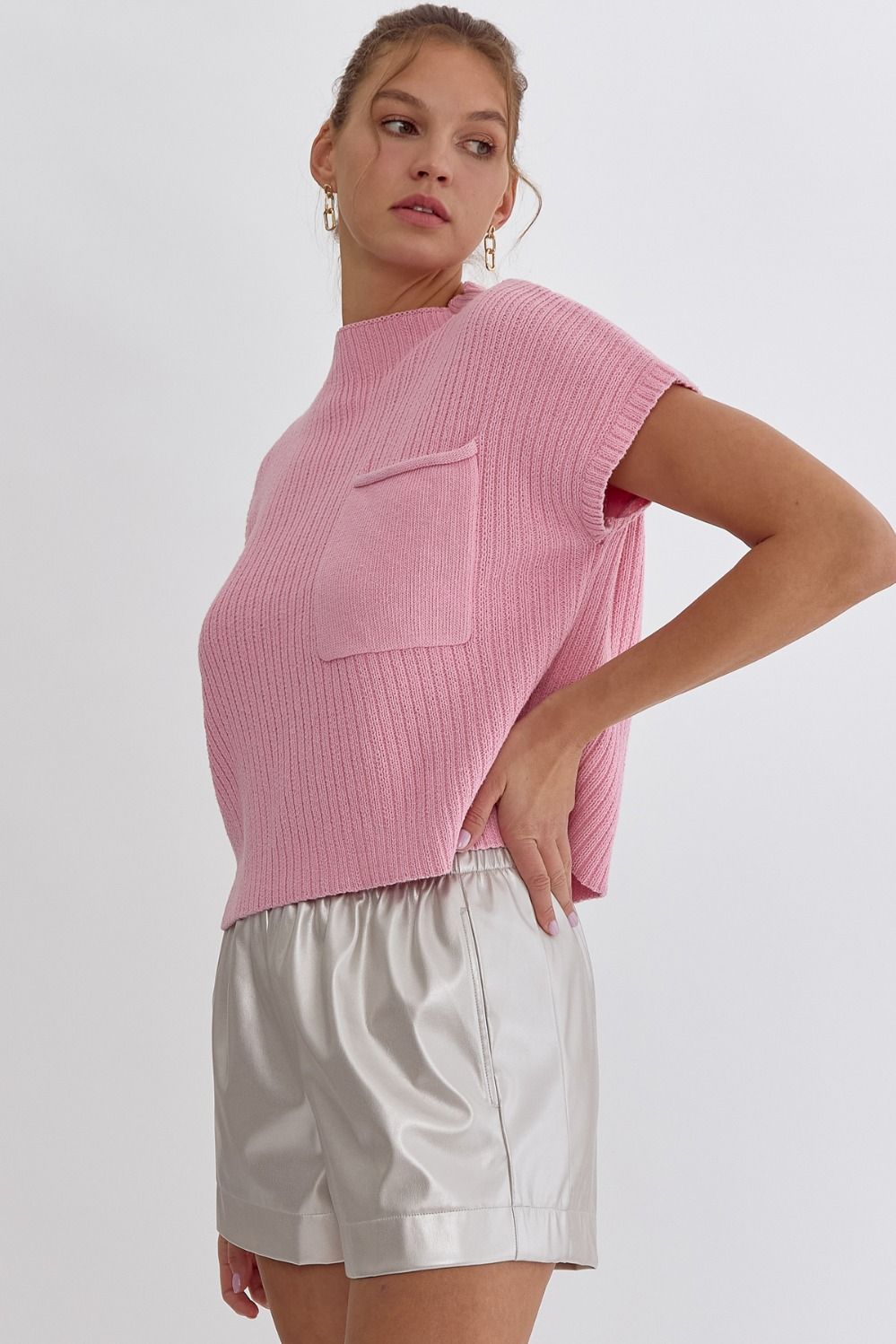 Crop Boxy Sweater - Pink