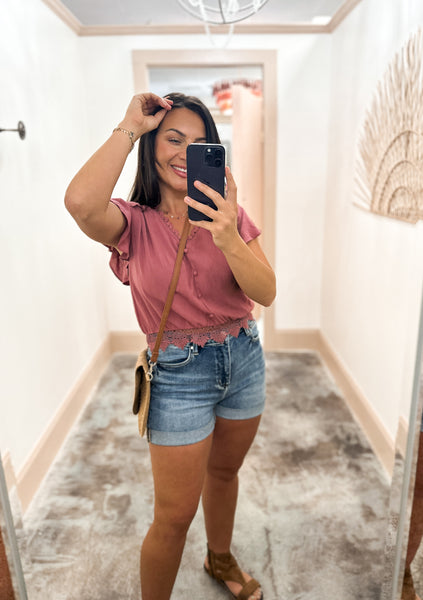 Dusty Rose Lace Top