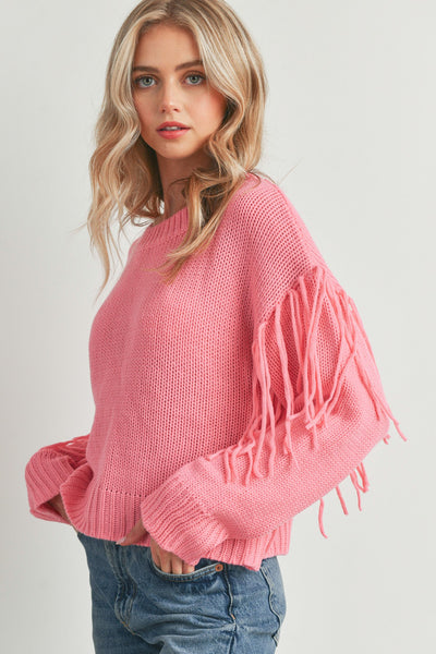 Bubblegum Fringe Sweater - Pink