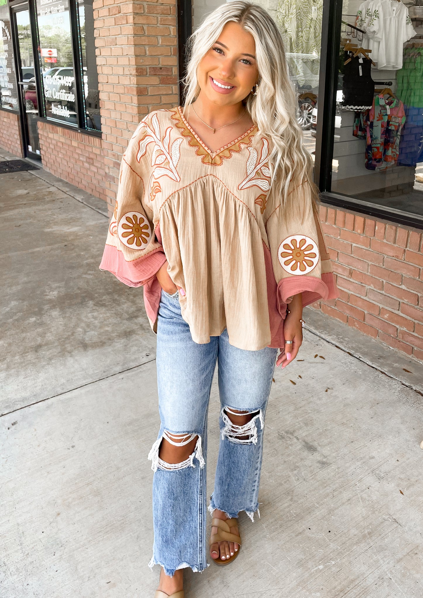 Boho Grace Top-Tan