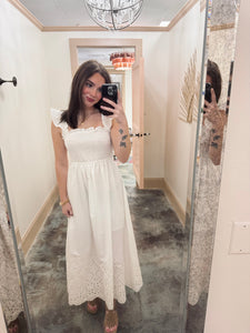 White Eyelet Midi Dress