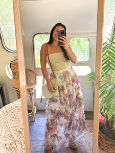 Floral Laced Midi Skirt