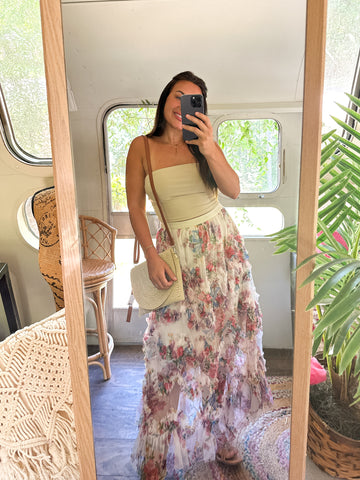 Floral Laced Midi Skirt
