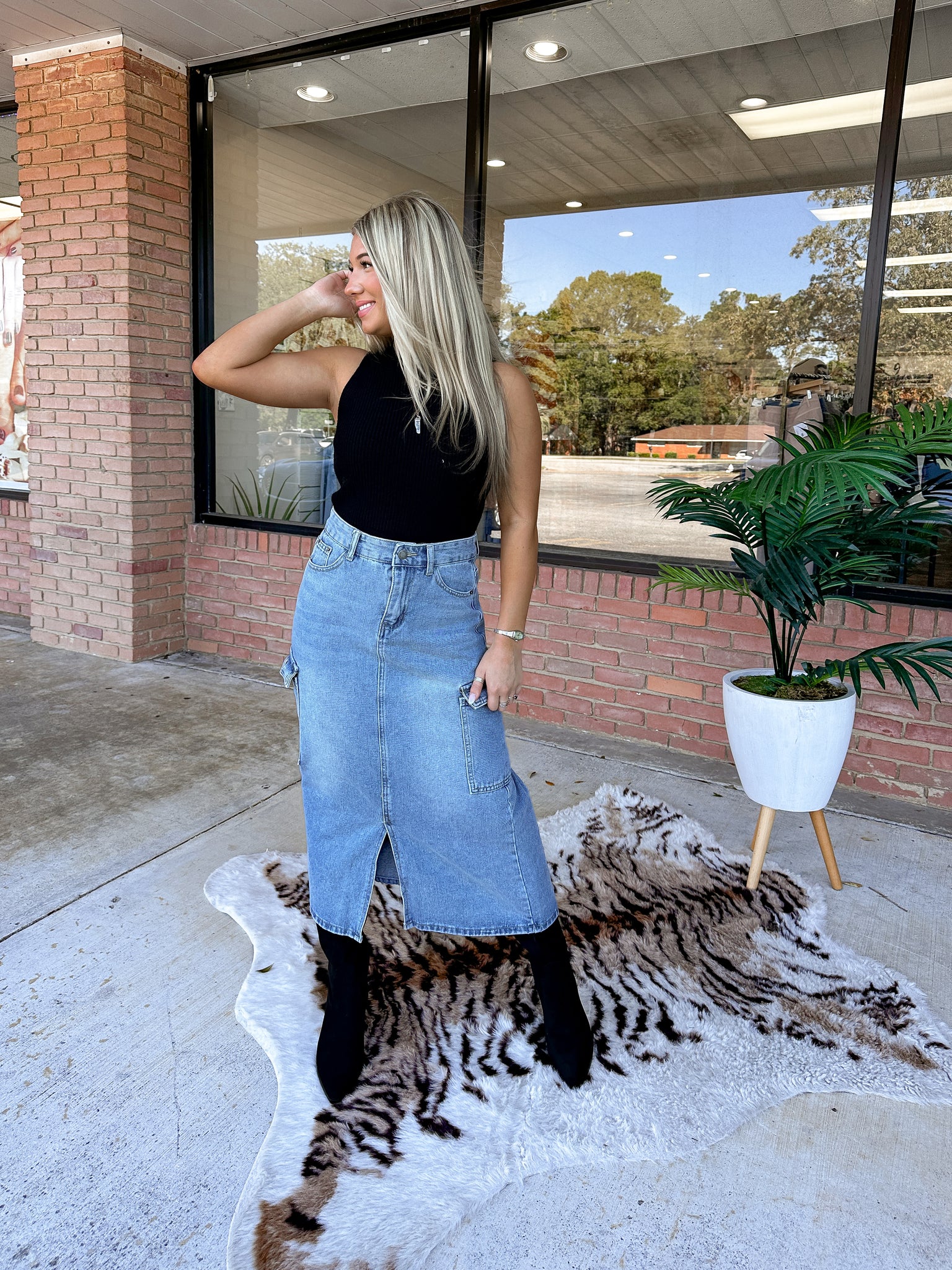 CARGO DENIM SKIRT