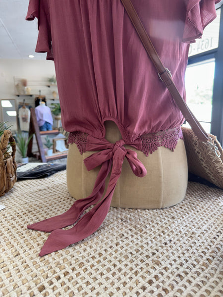 Dusty Rose Lace Top