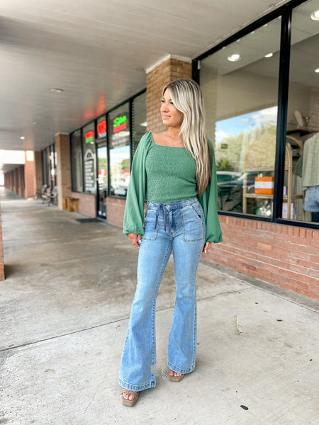 Smocked Lady Top- Green