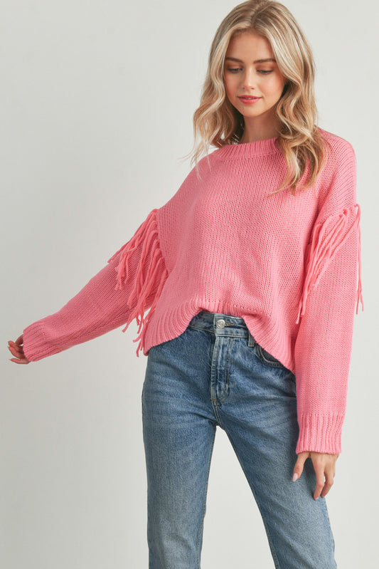 Bubblegum Fringe Sweater - Pink