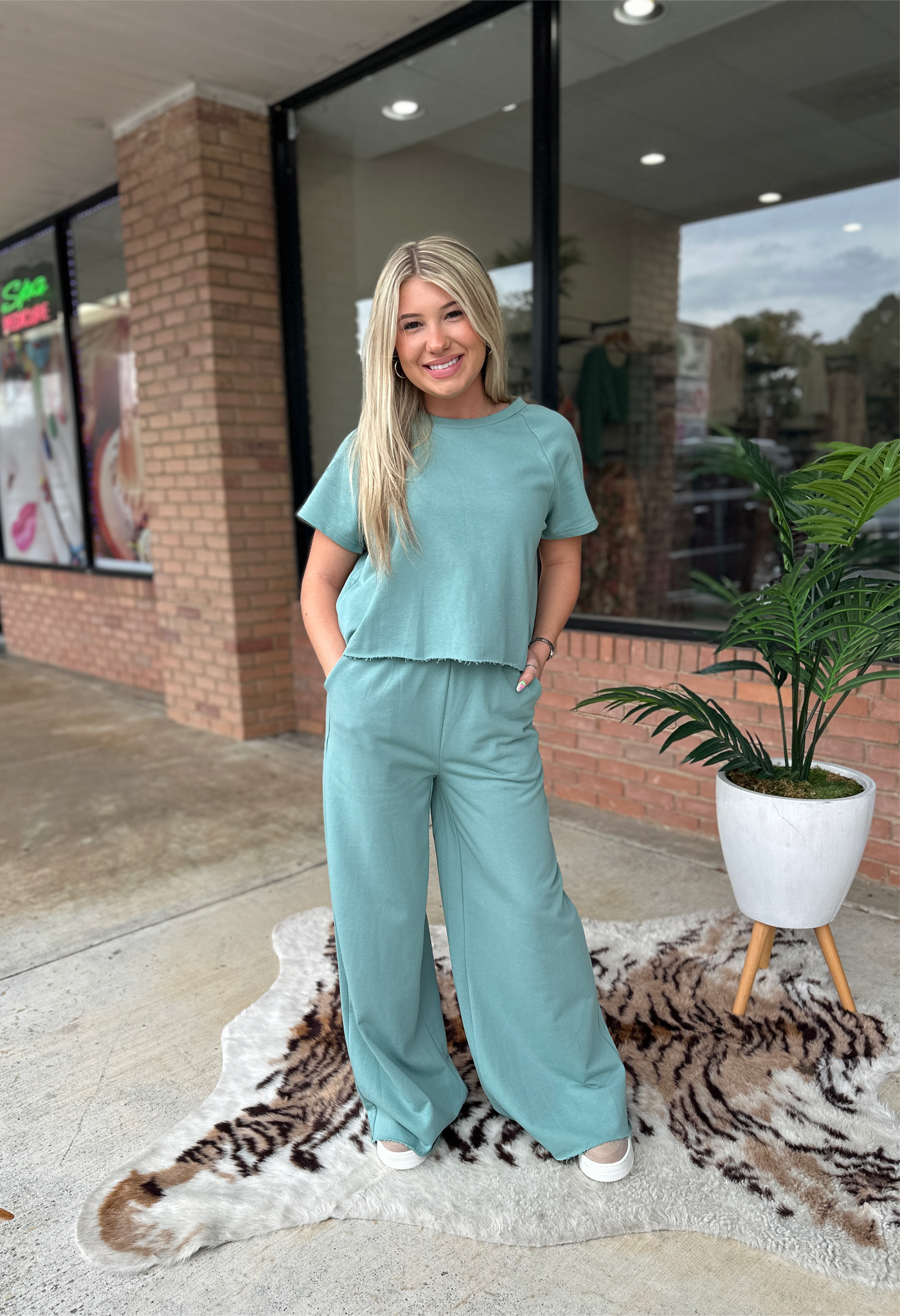 On the Go Pant Set- Light Teal