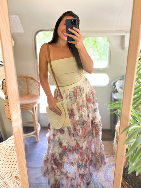Floral Laced Midi Skirt