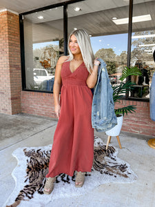 CLAY PLUNGE JUMPSUIT