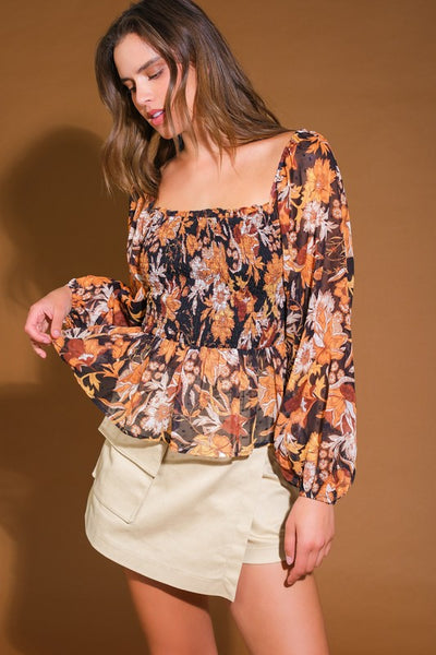 Fall Bloom Peplum Top