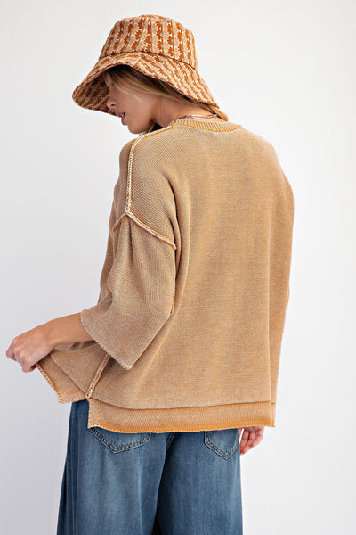 Half Sleeve Sweater Top-Tan