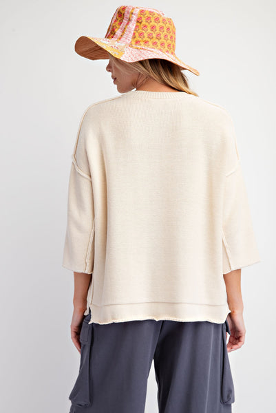 Half Sleeve Sweater Top -Cream