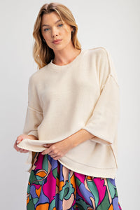 Half Sleeve Sweater Top -Cream