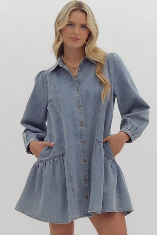 DENIM FLARE DRESS