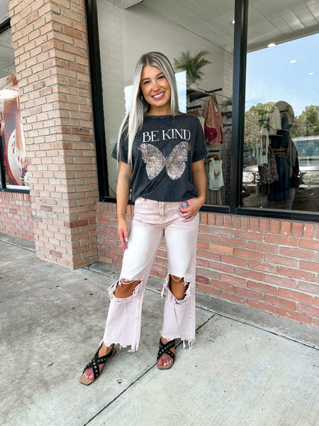 Vintage Crop Jean - Light Blush