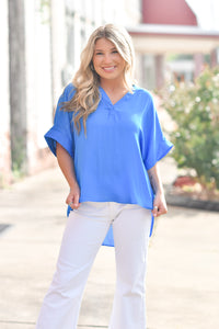 Collared Hi-Low Top- Royal