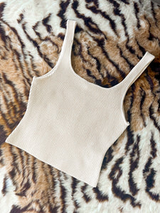 Ribbed Fave Tank- Beige