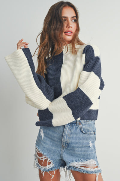 MULTI WAY STRIPE SWEATER