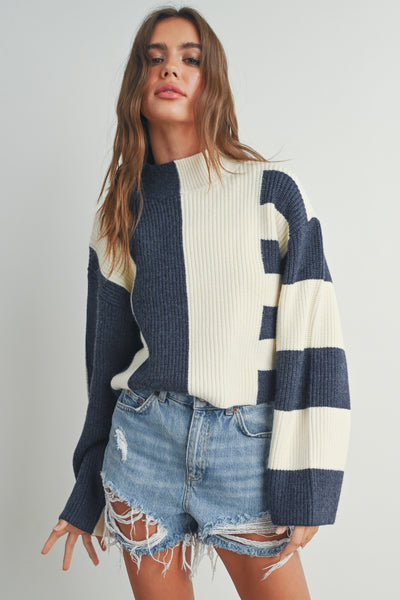 MULTI WAY STRIPE SWEATER