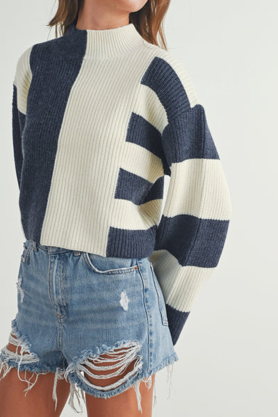 MULTI WAY STRIPE SWEATER