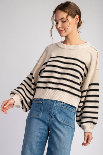 STRIPED CROP SWEATER