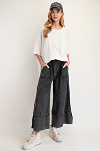 Mineral Washed Terry Palazzo Pant