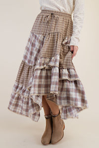 Western Boho Plaid Skirt