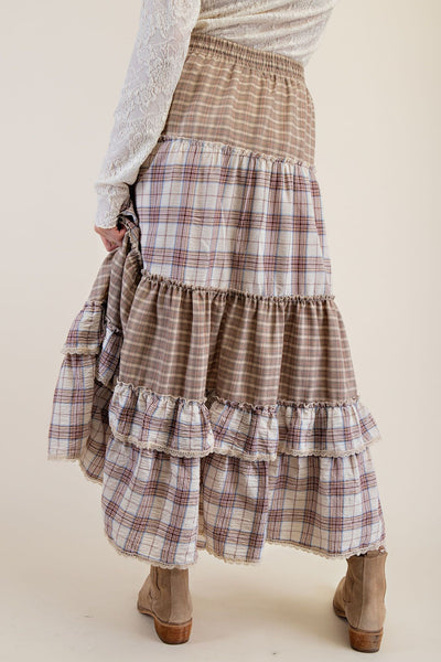 Western Boho Plaid Skirt