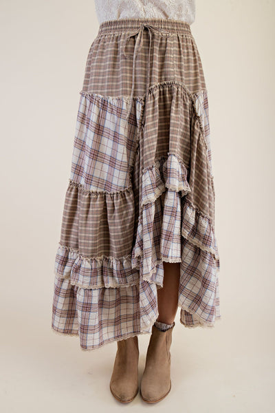 Western Boho Plaid Skirt