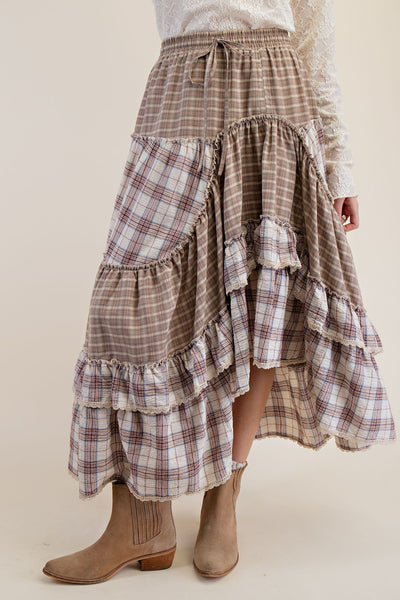 Western Boho Plaid Skirt