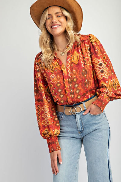 South West Print Blouse