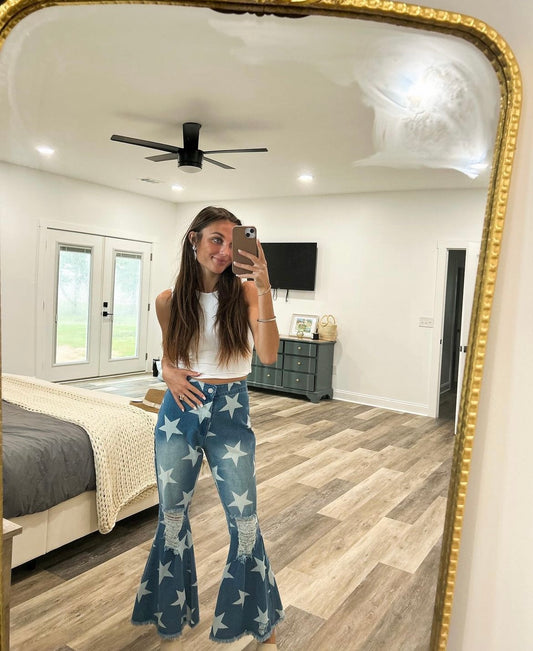 Star Girl Crop Flare Jeans