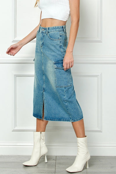 CARGO DENIM SKIRT