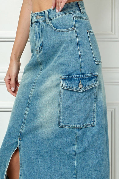 CARGO DENIM SKIRT