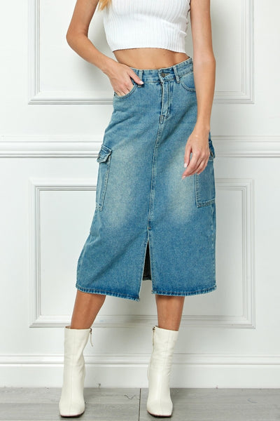 CARGO DENIM SKIRT